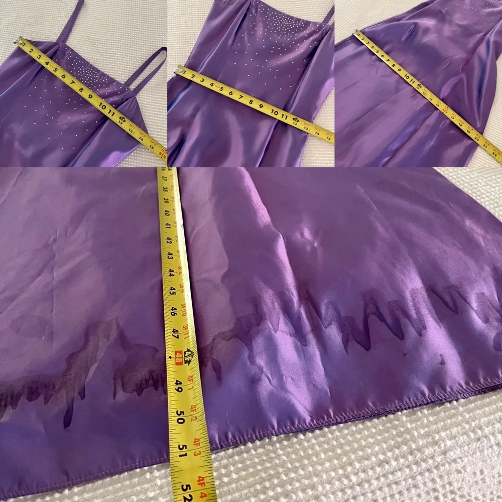 Gunne Sax Iridescent maxi dress slip party dress Lavender rhinestone Y2K - Picture 5 of 16